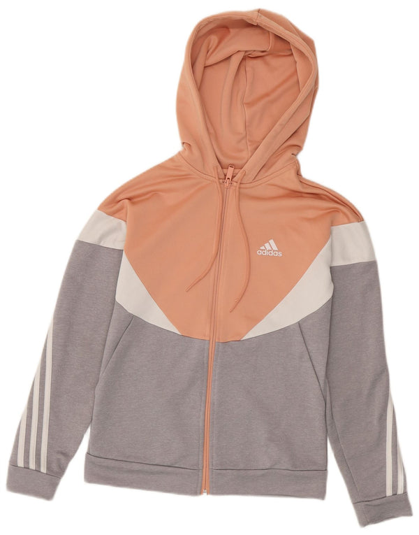 Felpa con cappuccio e zip da donna Adidas UK 8/10 Small Orange Poliestere Sports