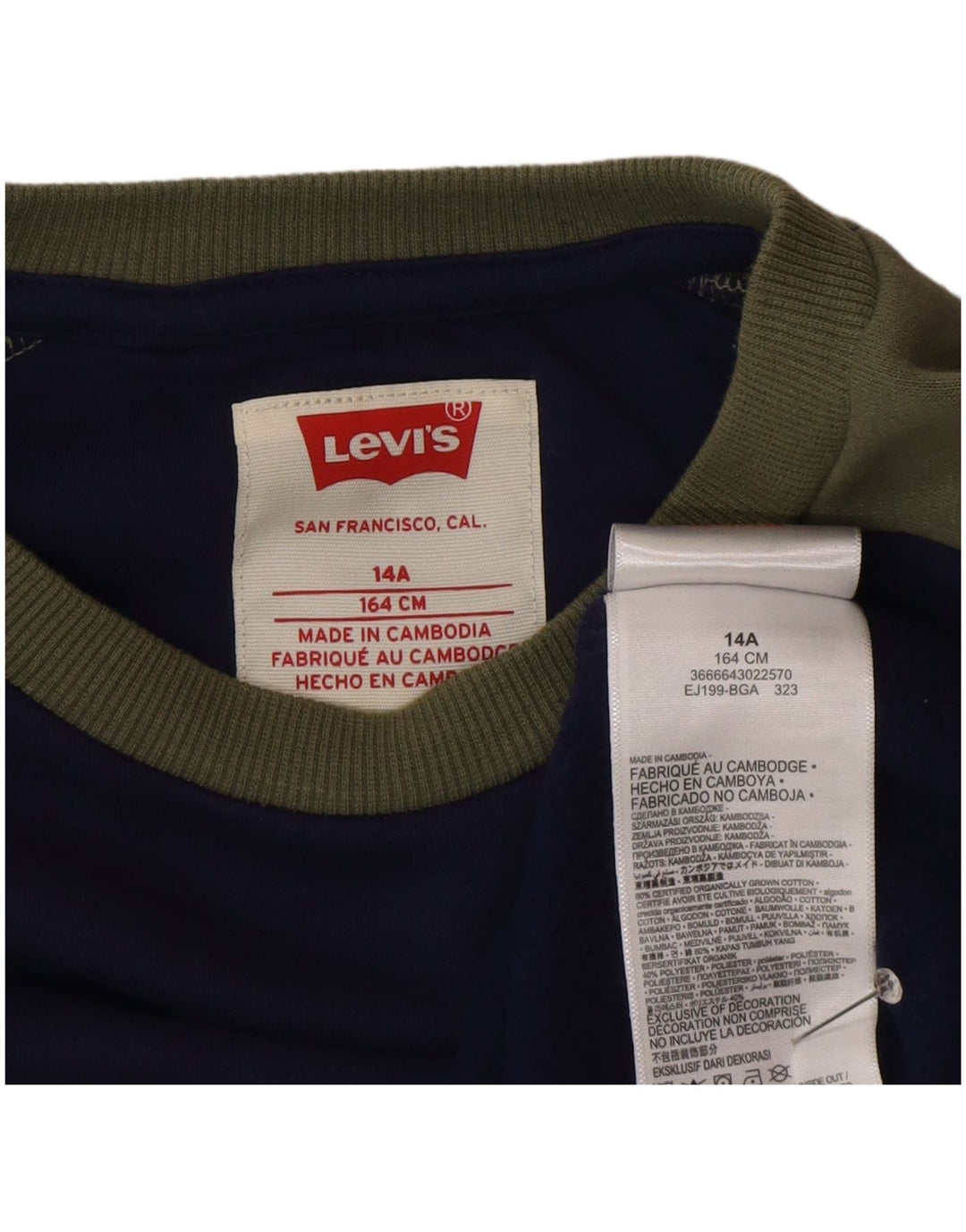 Felpa Levi's per ragazzi, 13-14 anni, in cotone color block blu navy