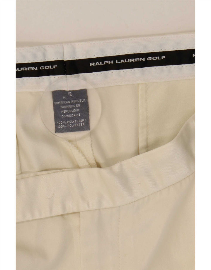 Pantaloncini chino con pegged da donna Ralph Lauren US 12 Large W31 poliestere bianco sporco