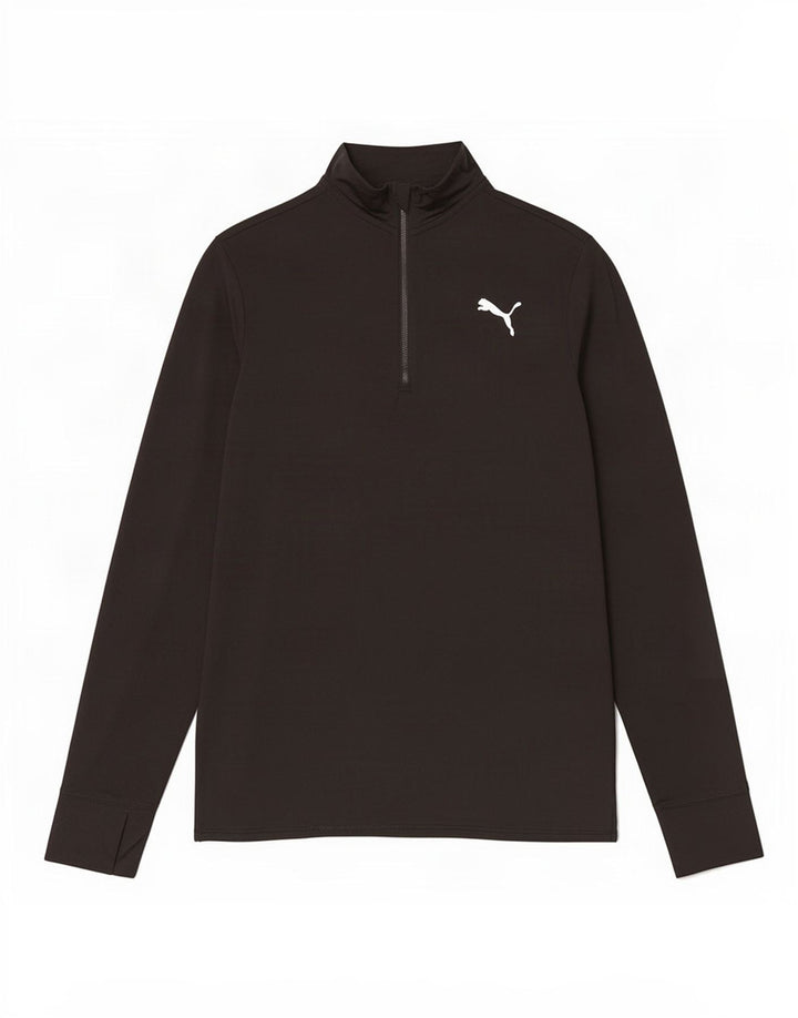 Maglia da tuta da uomo Puma con zip e collo, in poliestere nero medio