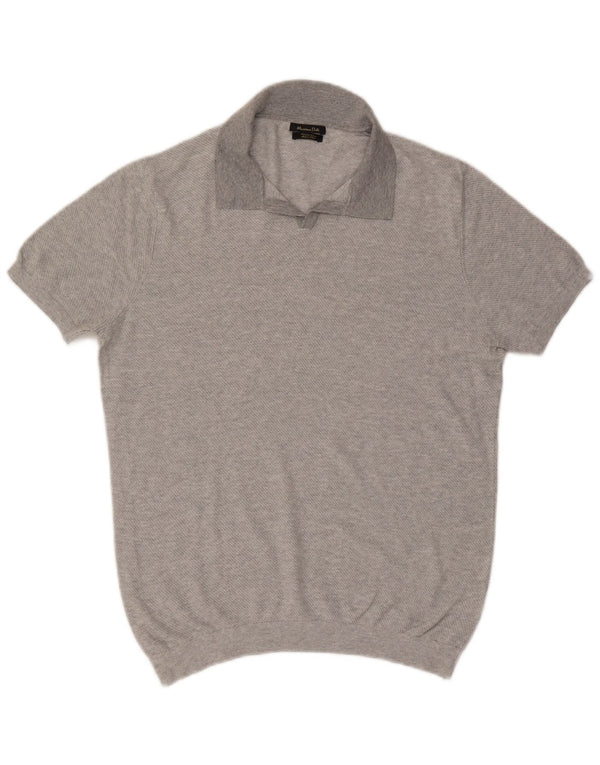 Polo da uomo a maniche corte Massimo Dutti XL in cotone grigio classico