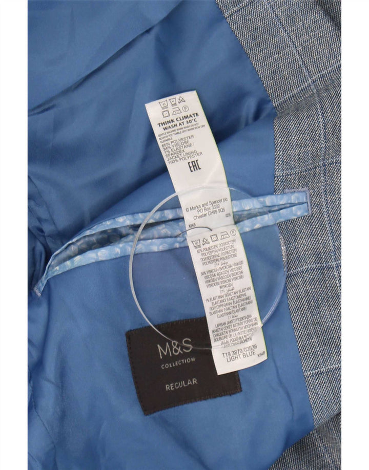 Giacca blazer a 2 bottoni Marks & Spencer da uomo UK 38 a quadri blu medio