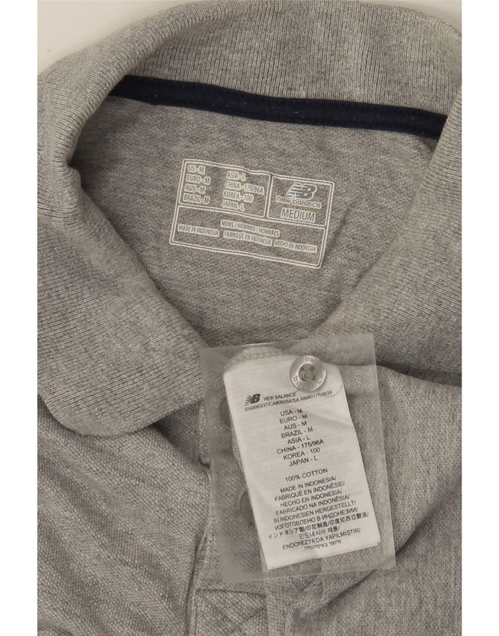 Polo da uomo New Balance in cotone chiazzato grigio medio