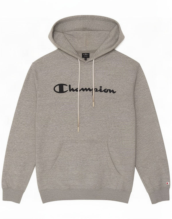 Champion Maglia con cappuccio grafica da uomo grande in cotone chiazzato grigio