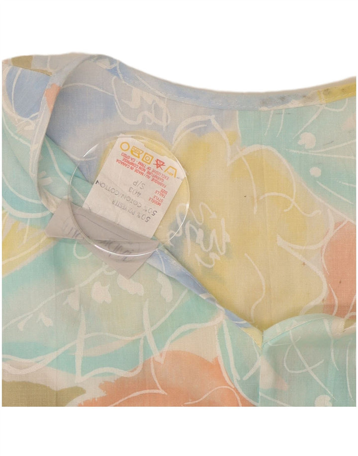 Top corto da donna improvvisato in camicetta UK 10 Piccolo poliestere floreale multicolore