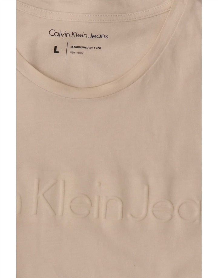 Calvin Klein Jeans T-shirt grafica da uomo grande bianca