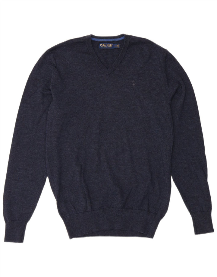 POLO RALPH LAUREN Maglione da uomo con scollo a V piccolo in lana merino blu navy