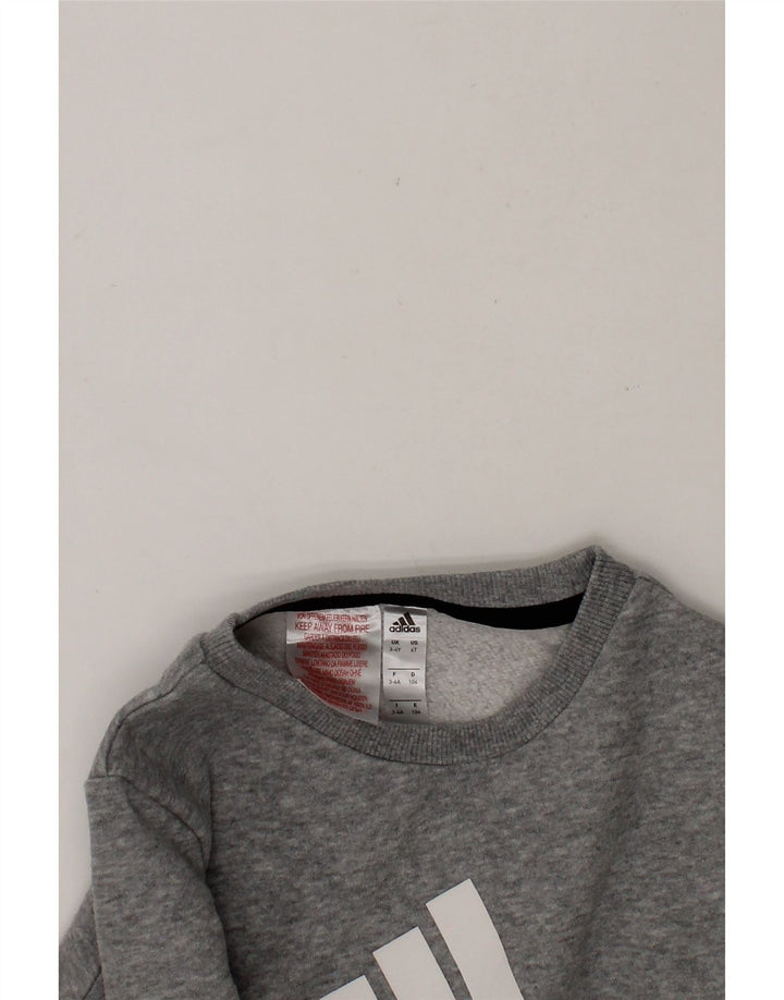 ADIDAS Boys Graphic Sweatshirt Jumper 3-4 Years Grey Cotton Vintage Adidas and Second-Hand Adidas from Messina Hembry 