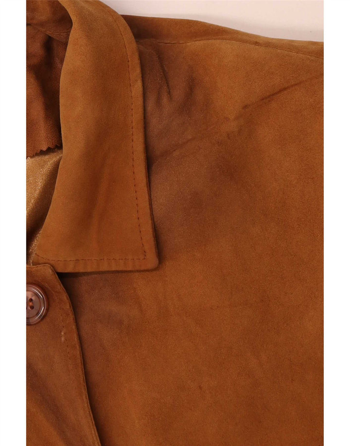 Cappotto in pelle oversize da donna vintage UK 20 2XL Pelle marrone