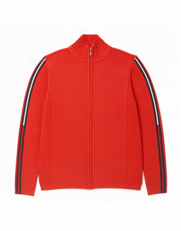 Maglione cardigan con zip intera da donna Tommy Hilfiger UK 14 grandi righe rosse
