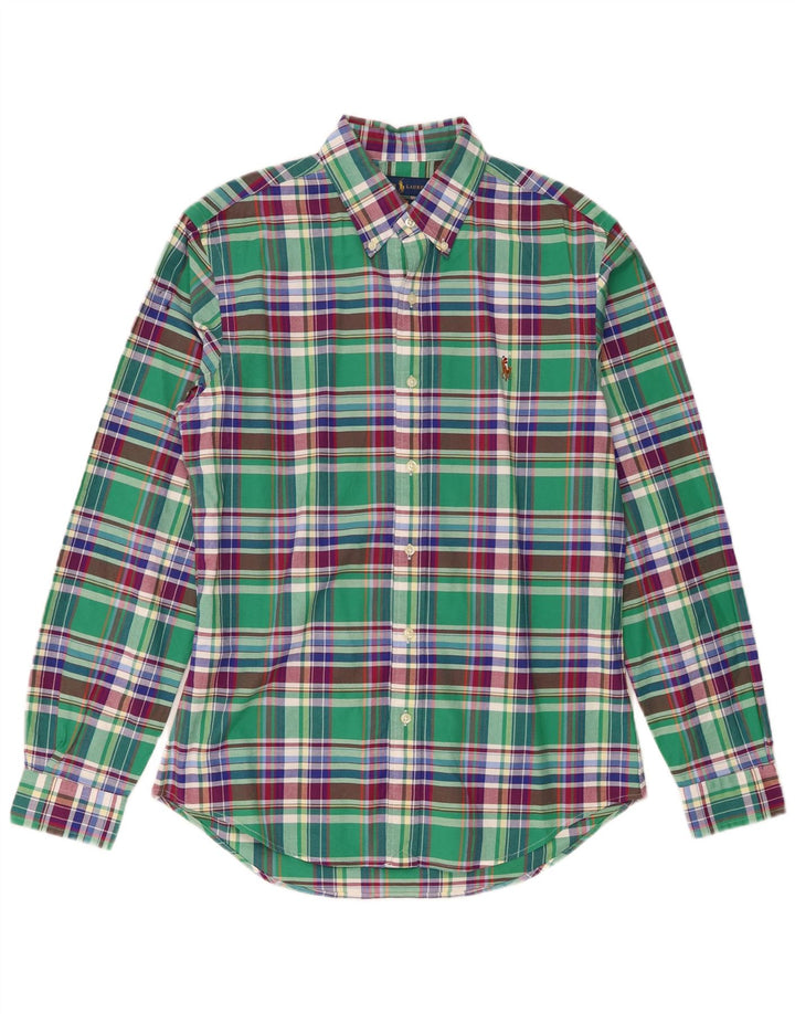 Camicia slim fit da uomo Ralph Lauren in cotone a quadri verde medio