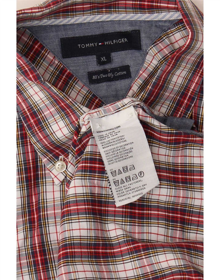 Camicia da uomo Tommy Hilfiger XL in cotone a quadri rossi