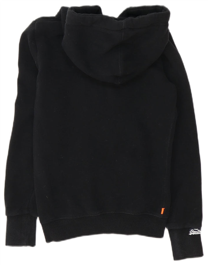 Maglione con cappuccio e zip grafica da donna Superdry UK 8 piccolo cotone nero