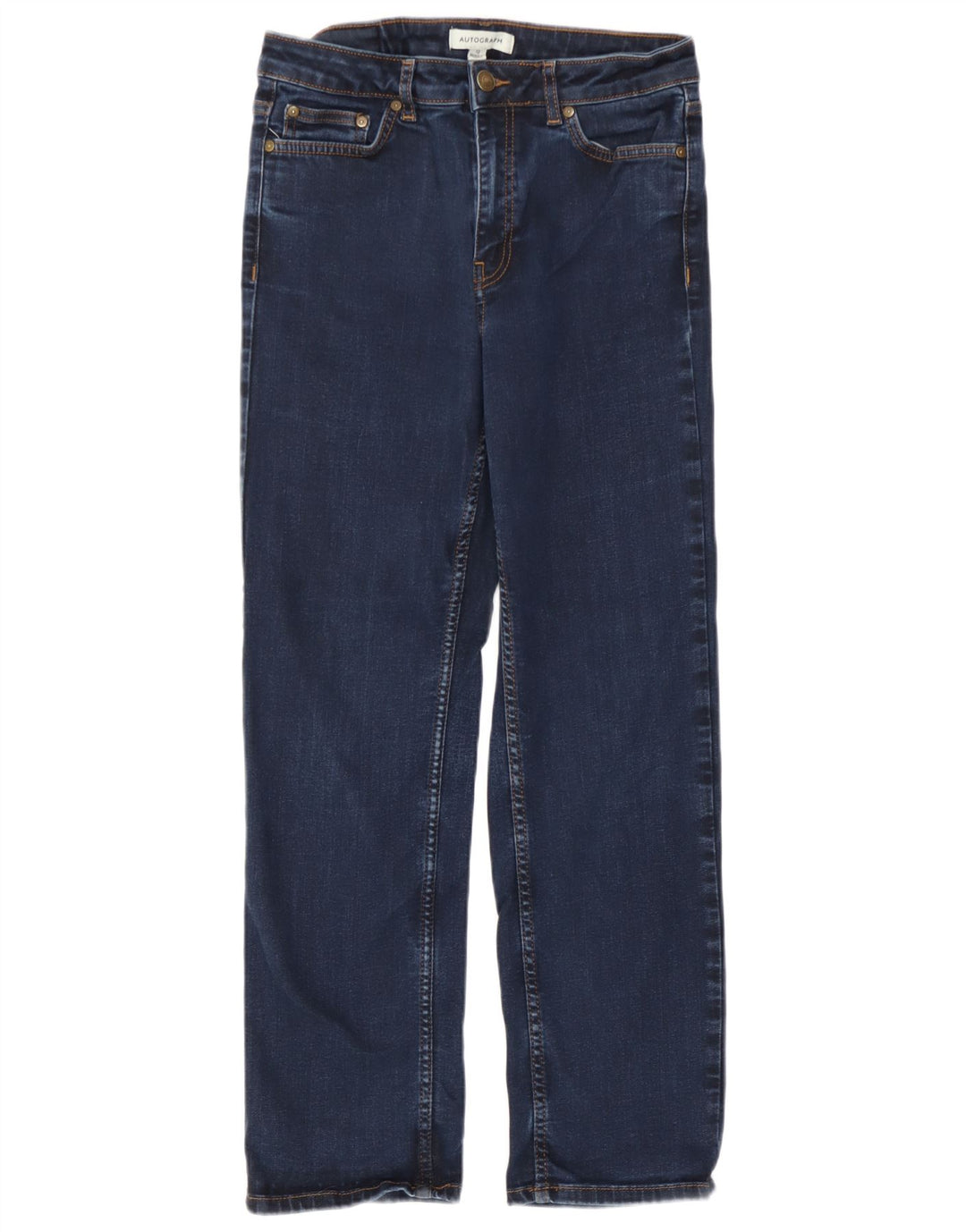 Jeans dritti da donna Marks & Spencer UK 12 medio W30 L27 cotone blu navy