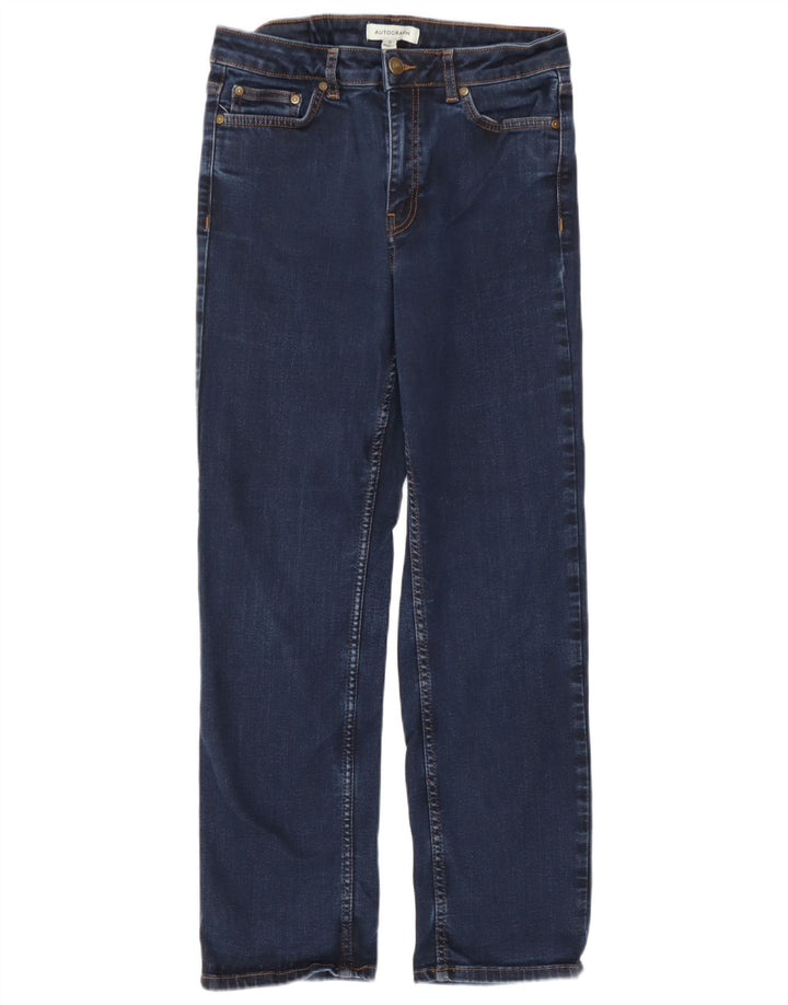 Jeans dritti da donna Marks & Spencer UK 12 medio W30 L27 cotone blu navy