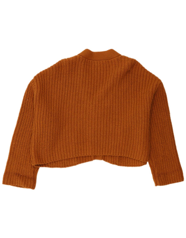 Maglione cardigan oversize corto da donna Zara UK 16 grande acrilico marrone