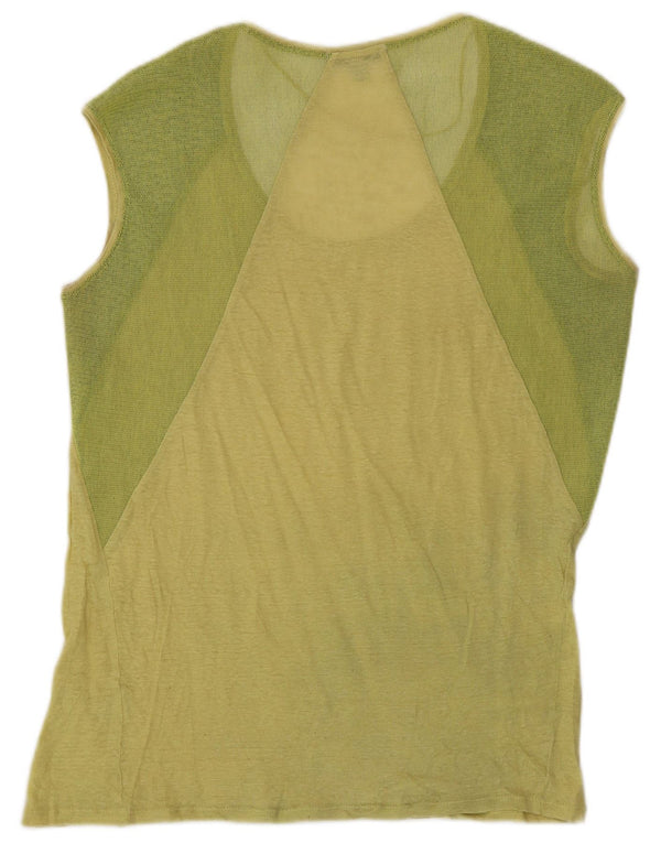 Canotta Trafaluc da donna Zara UK 14 Lino color block giallo medio