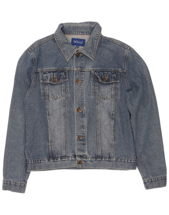 Giacca di jeans vintage da uomo IT 50 grande blu