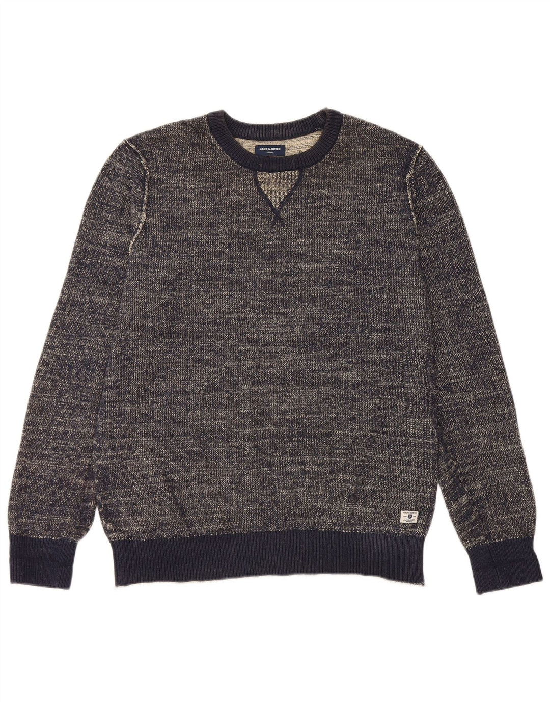 JACK & JONES Maglione maglione girocollo da uomo in cotone screziato blu navy medio