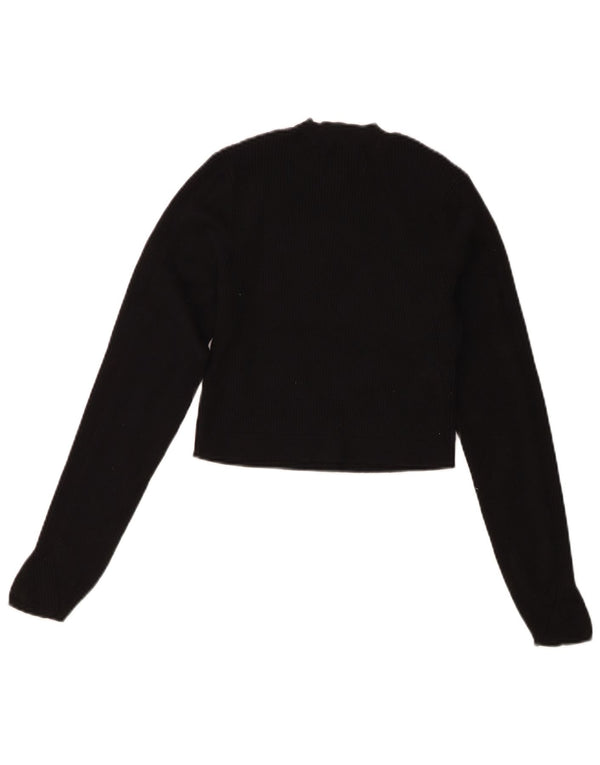 Maglione maglione girocollo corto da donna Jack Wills UK 10 piccolo in viscosa nera