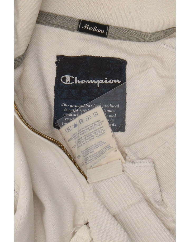Felpa Champion da uomo con zip e collo, in cotone bianco medio