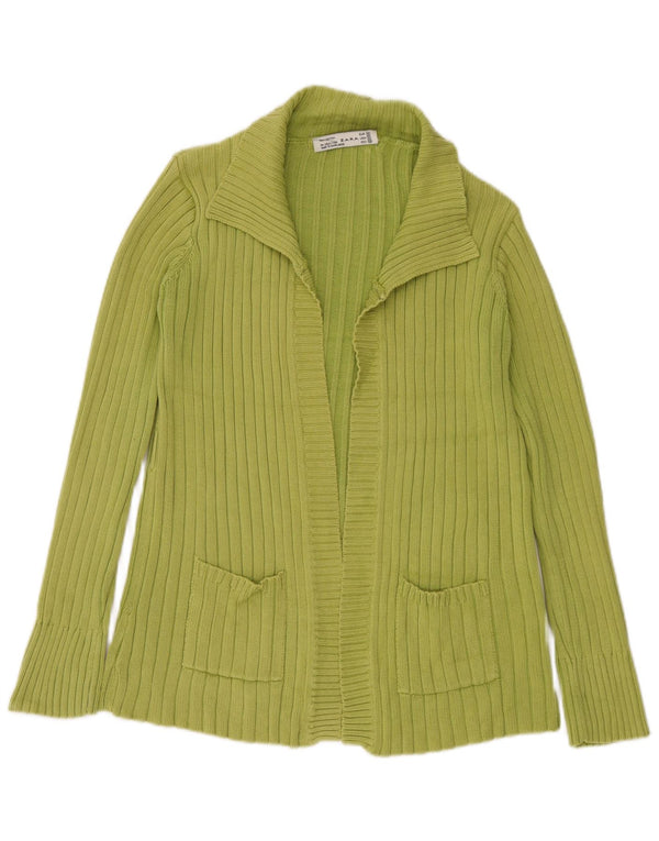 Maglione cardigan aperto da donna Zara UK 14 cotone verde medio