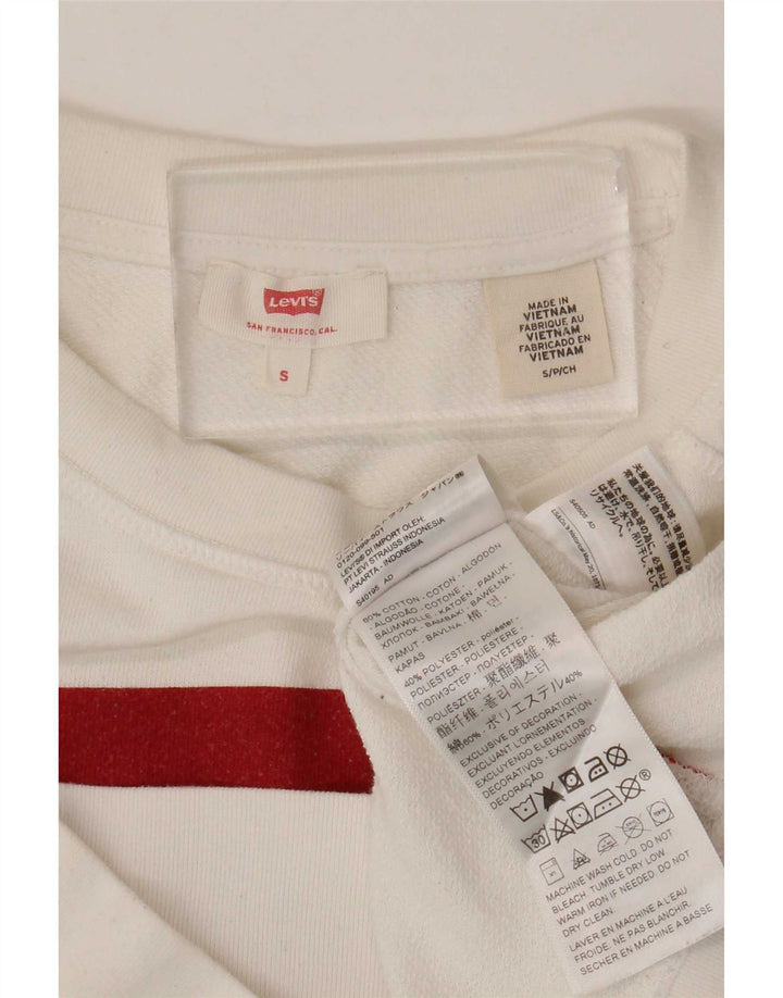 Levi's Donna Felpa oversize con grafica Maglione UK 10 Piccolo Cotone bianco