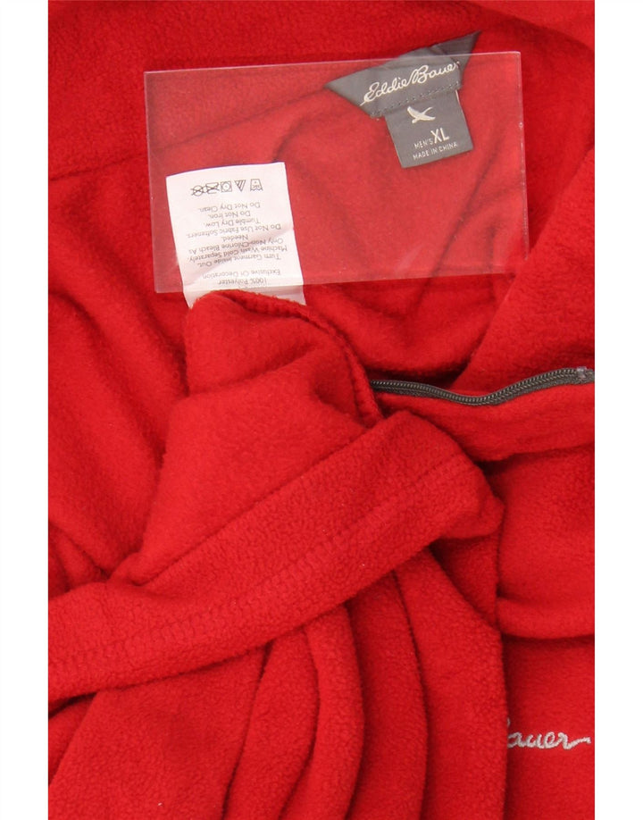 EDDIE BAUER Maglione in pile da uomo con zip e collo XL rosso poliestere