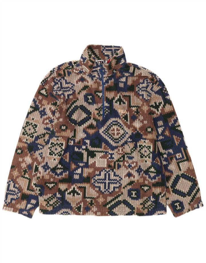 Maglione in pile da uomo vestibilità ampia Fila IT 50 medio multicolore geometrico