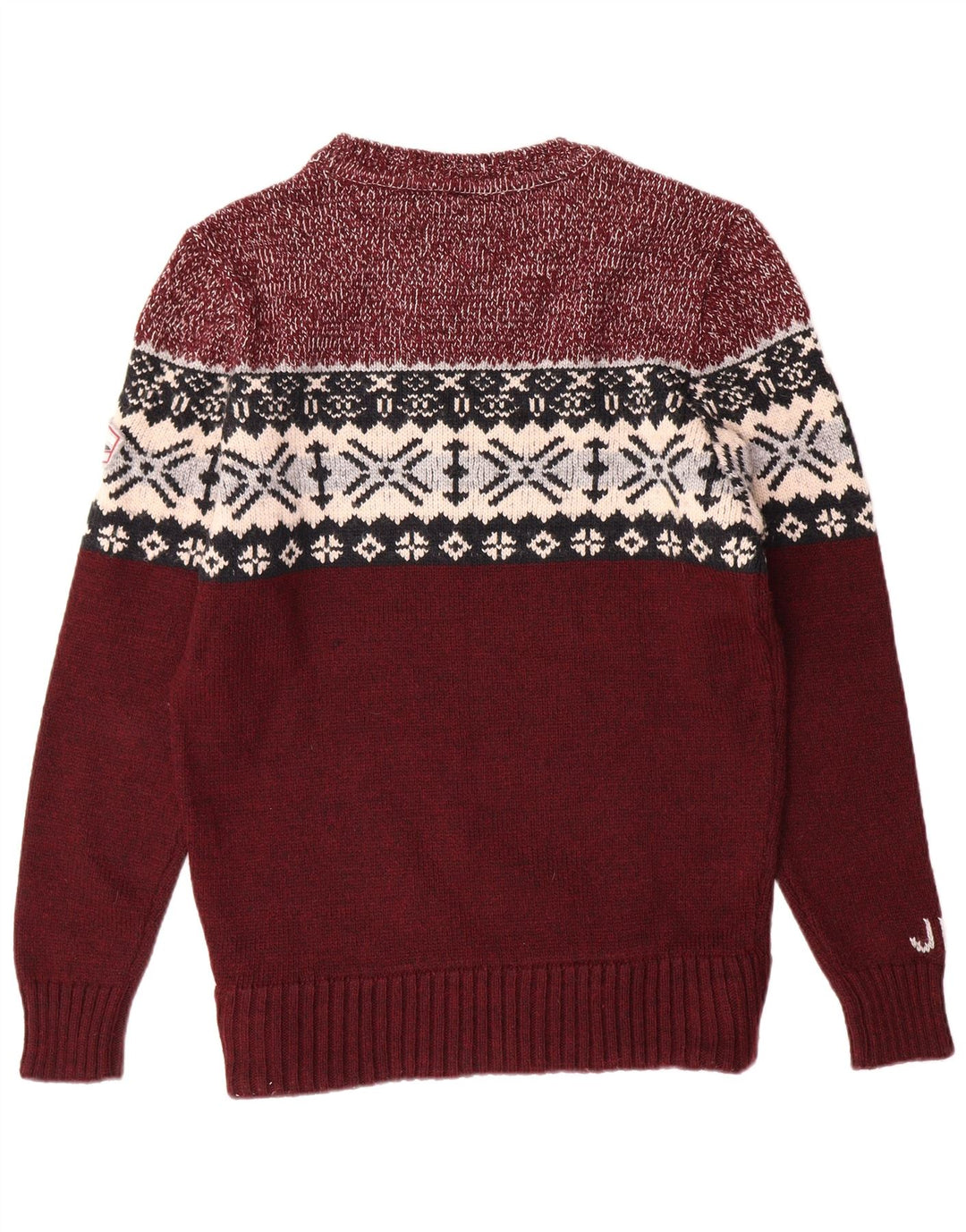 Maglione maglione girocollo da uomo SUPERDRY XL Borgogna Fair Isle Classico