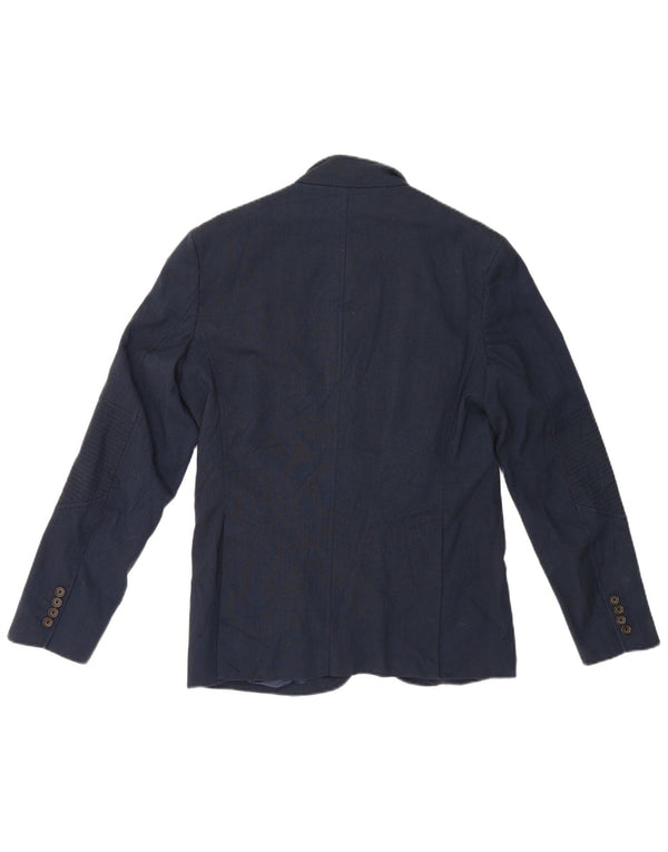 Giacca blazer da uomo a 4 bottoni Zara UK 40 grande poliestere blu navy