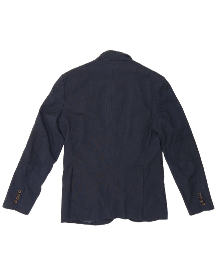 Giacca blazer da uomo a 4 bottoni Zara UK 40 grande poliestere blu navy