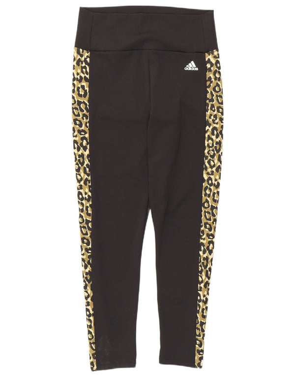 Leggings Adidas Aeroready da donna UK 12/14 stampa animale nera media