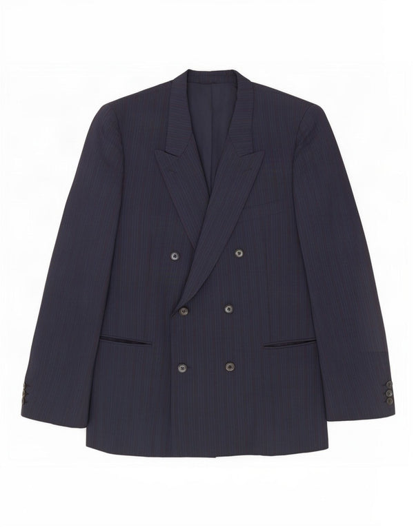 Giacca blazer doppiopetto da uomo Monti IT 56 3XL Lana a righe blu navy