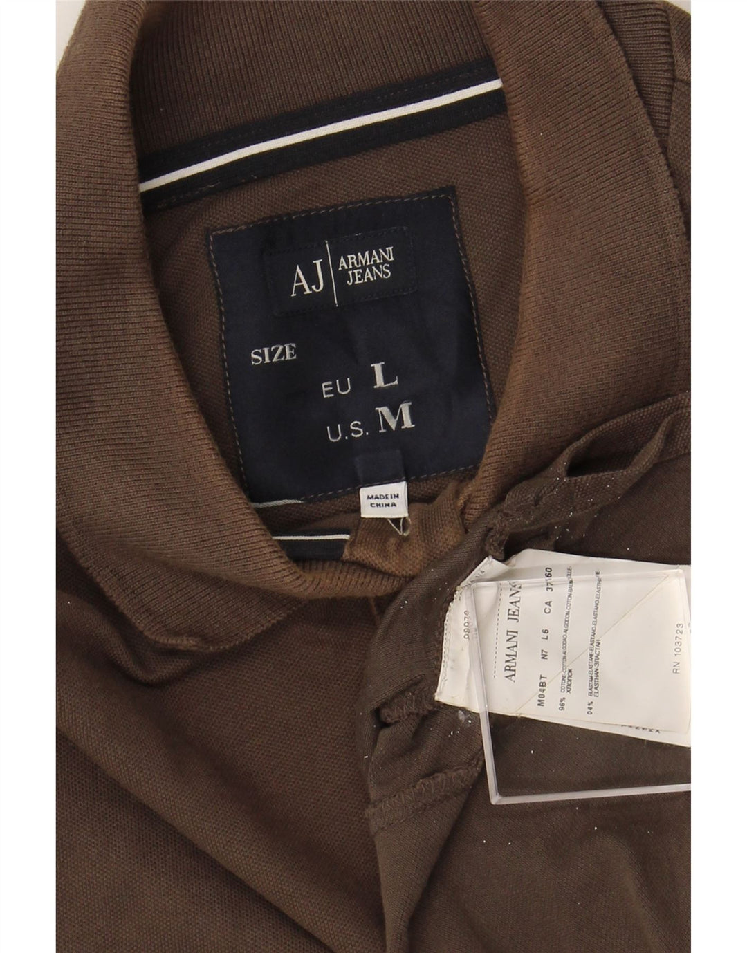 ARMANI JEANS Polo Uomo Manica Lunga in Cotone Marrone Medio