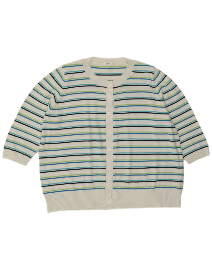 Maglione cardigan da donna Marks & Spencer UK 24 4XL a righe multicolore