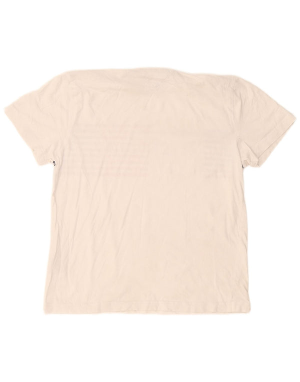 Tommy Hilfiger Womens Graphic T-Shirt Top UK 14 Medium White Striped Cotton