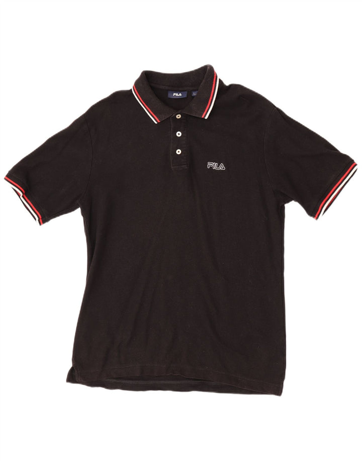 Polo da uomo Fila in cotone nero medio