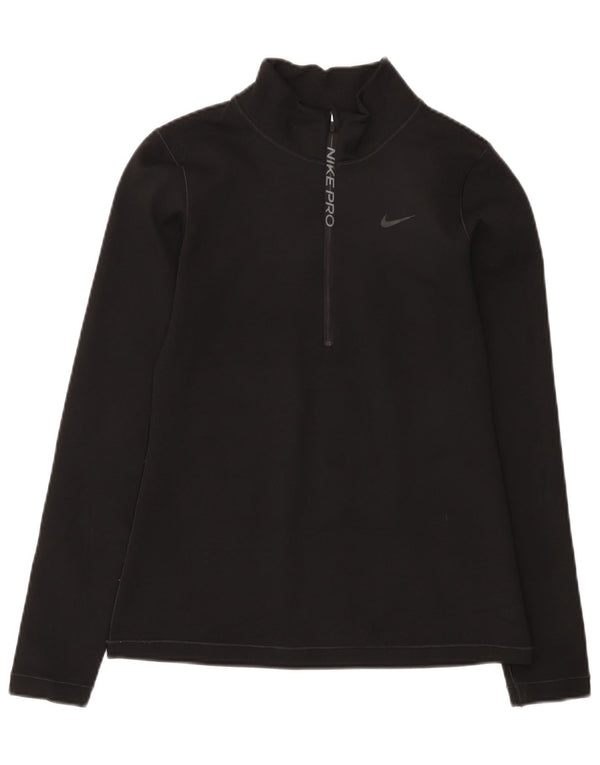 Tuta da ginnastica Nike Dri Fit da uomo con collo e zip, piccola, in poliestere nero