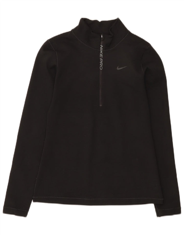 Tuta da ginnastica Nike Dri Fit da uomo con collo e zip, piccola, in poliestere nero