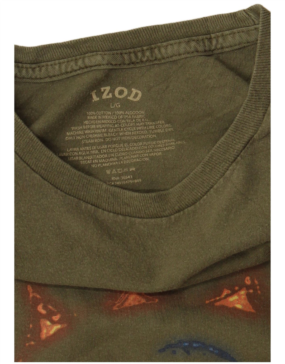 T-shirt grafica da uomo Izod Top grande in cotone kaki