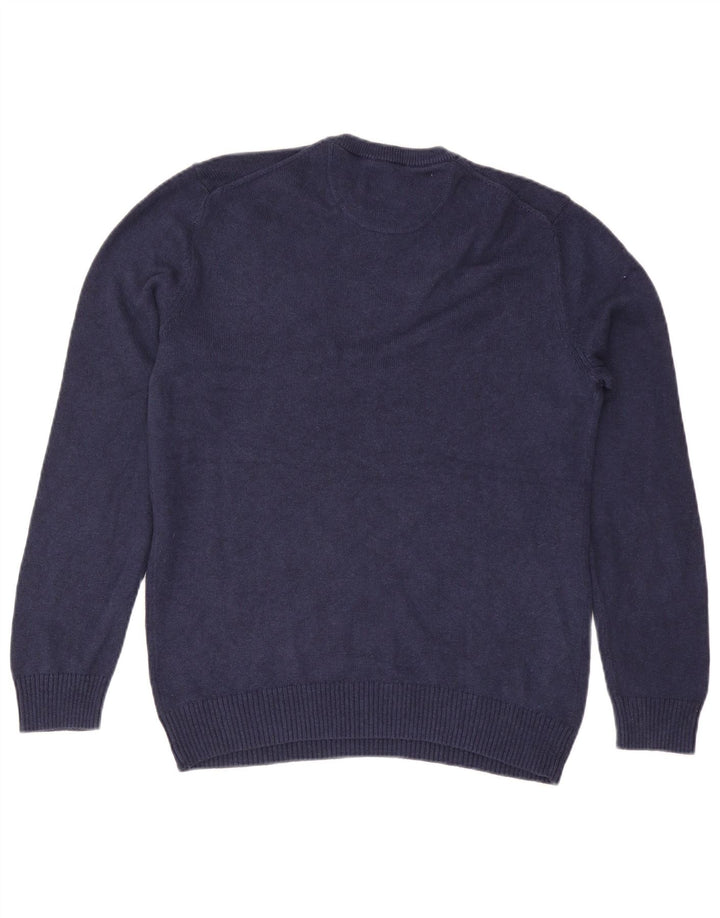 Maglione da uomo con scollo a V di White Stuff in cotone medio blu navy