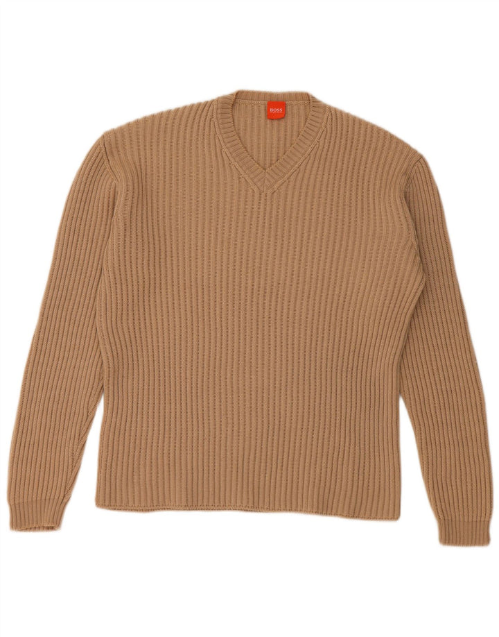 Maglione da uomo con scollo a V Hugo Boss Beige medio