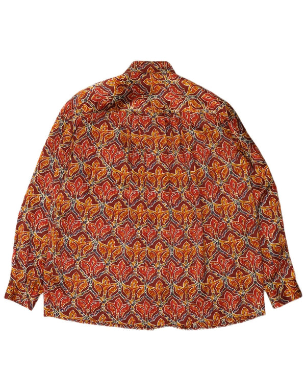 Camicetta camicia vintage da donna UK 18 XL Borgogna Seta