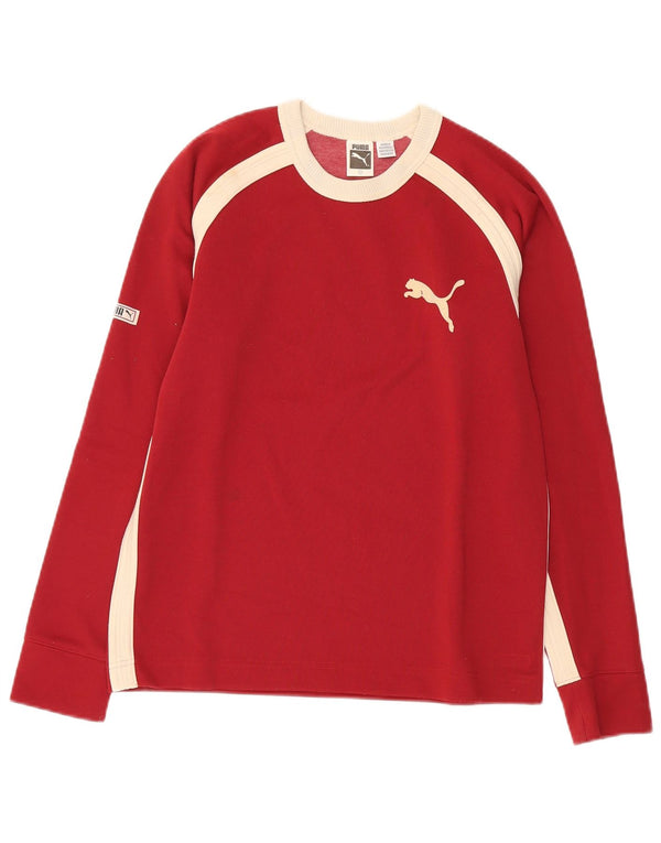 Maglia PUMA da uomo a maniche lunghe piccola rossa in poliestere color block