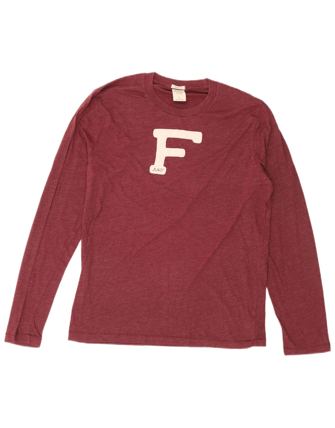 ABERCROMBIE & FITCH Top con grafica muscolare da uomo a maniche lunghe grande bordeaux
