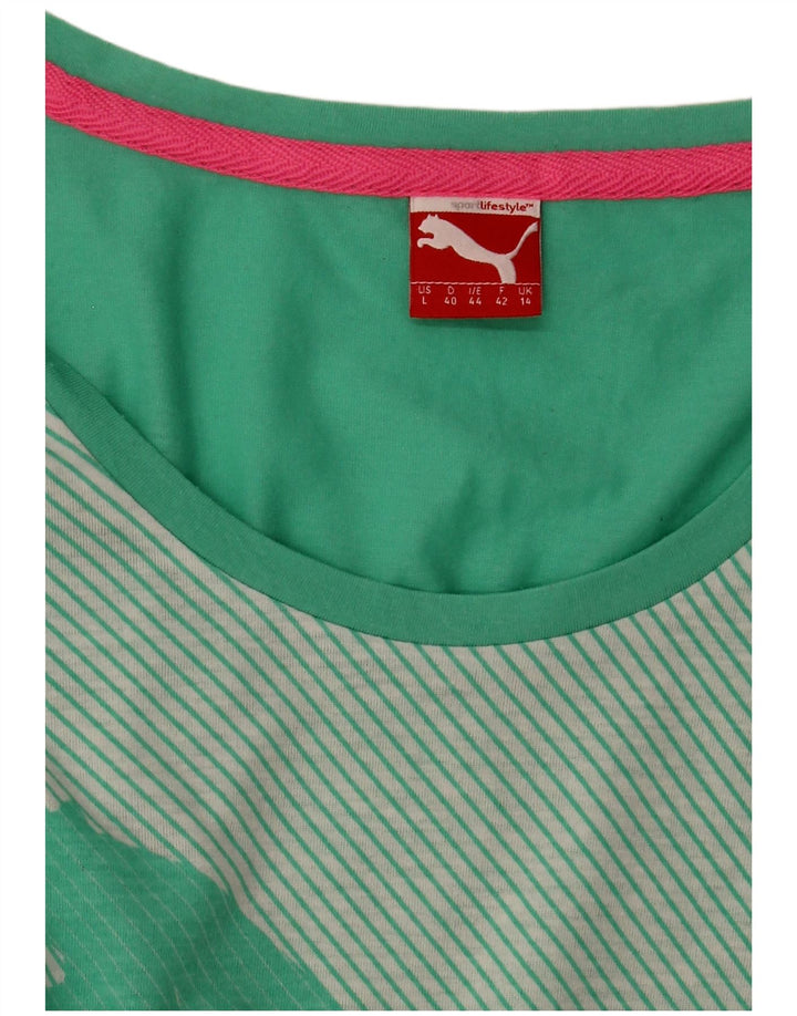 Puma T-shirt grafica da donna Top UK 14 Large Verde
