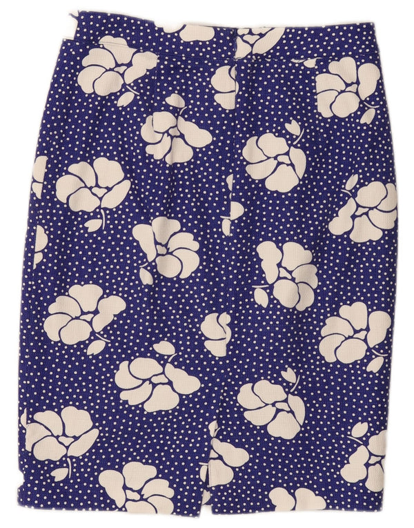 Gonna dritta da donna Boden UK 10 piccola W30 cotone floreale blu