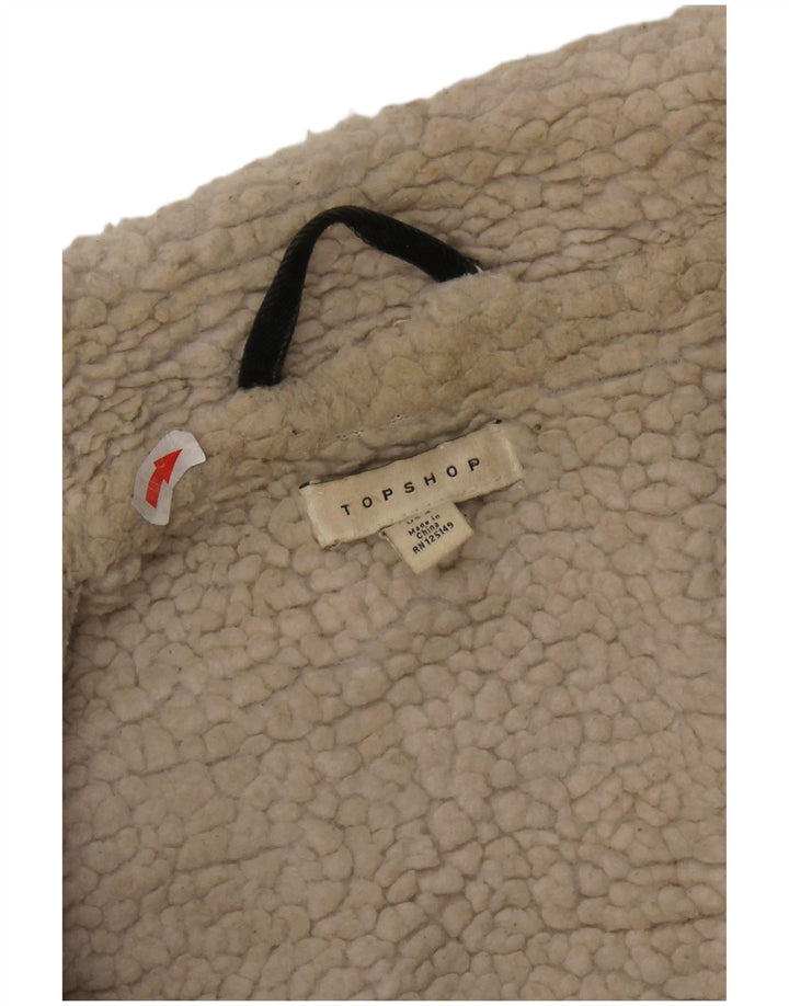 Topshop Giacca in denim Sherpa oversize da donna UK 8 Small Black Classic