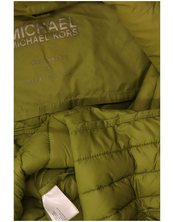 Cappotto imbottito con cappuccio da donna Michael Kors UK 14 Nylon verde medio